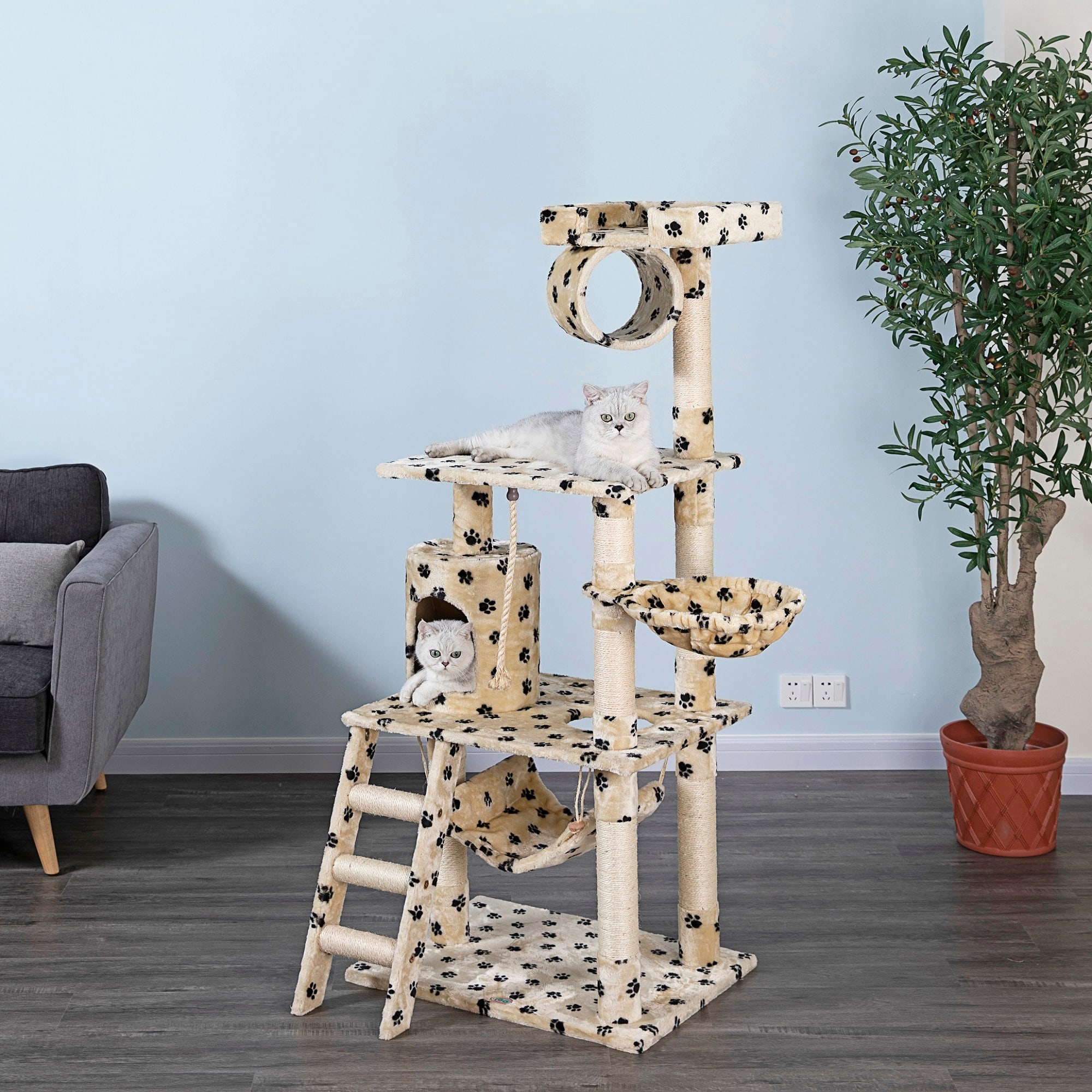 Go Pet Club Classic Cat Tree with Sisal Covered Posts， 62