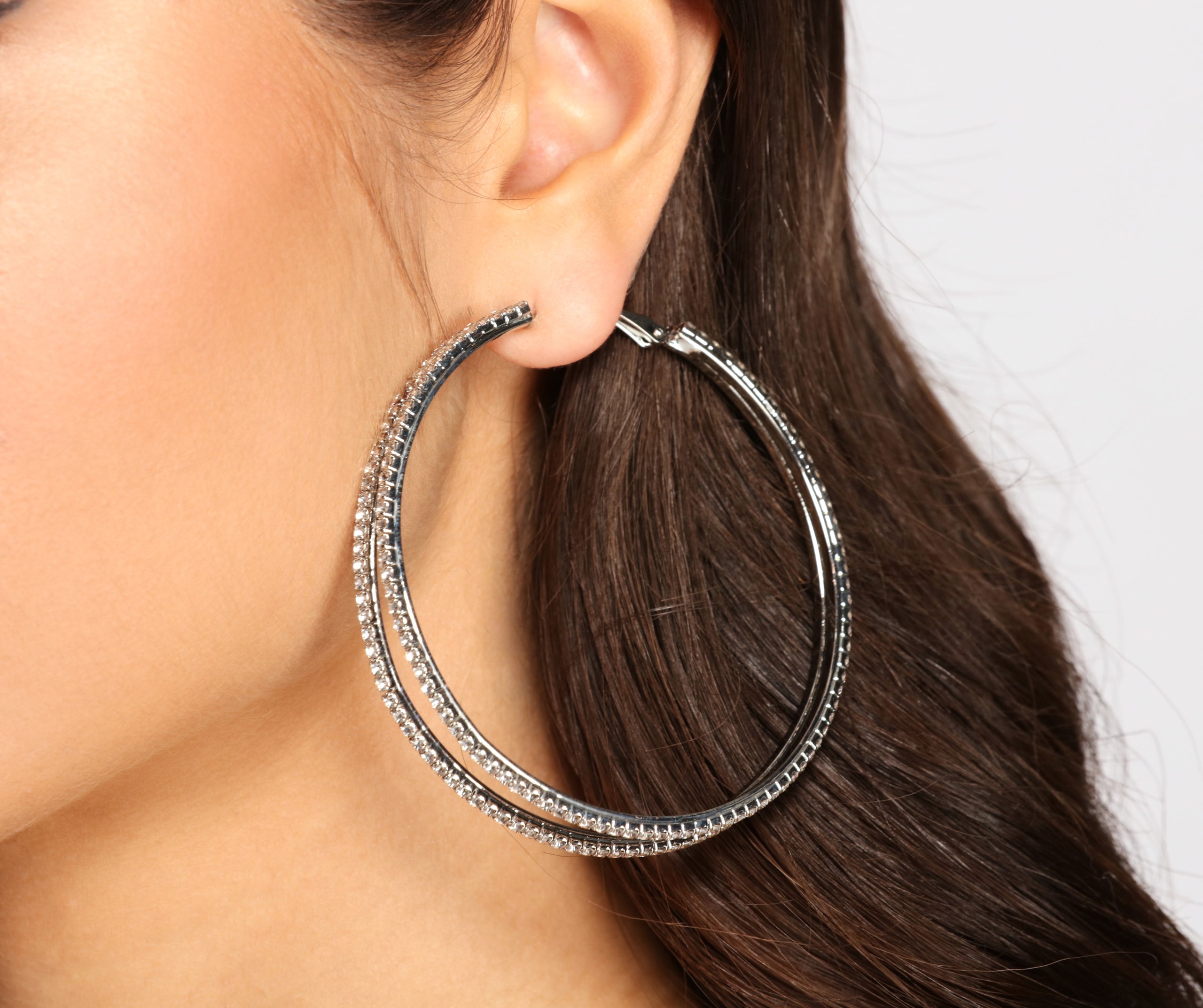 Double The Appeal Rhinestone Hoops