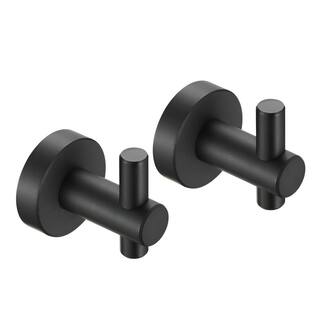 Tileon Round Bathroom Towel Coat Hooks in Black (2-Pack) AYBSZHD1494