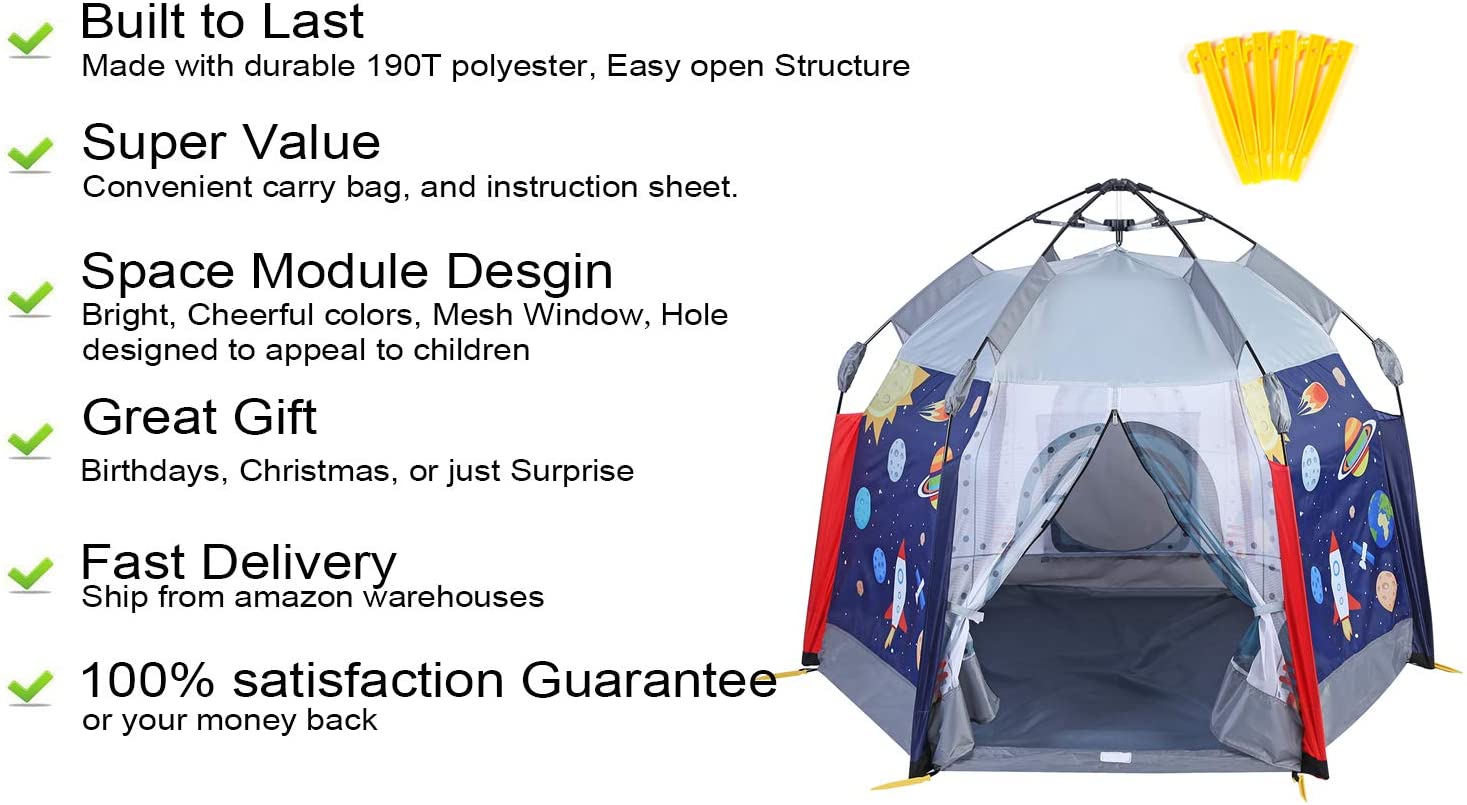 UTEX Dome Tent Playhouse - Kids Play Tent for Indoor or Outdoor Fun (Blue and Gray)