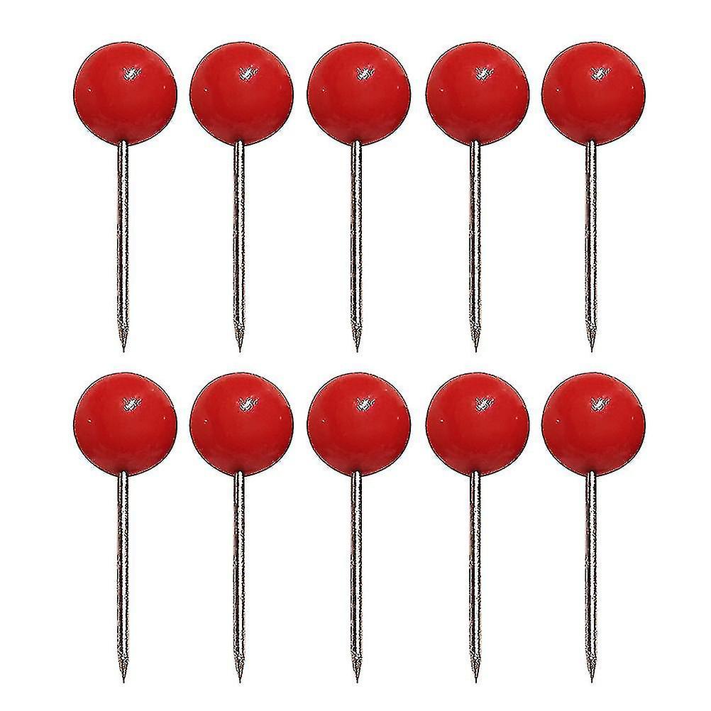 500pcs Push Round Ball Head Map Tacks With Stainless Point For Office Home Crafts Diy Marking (red)