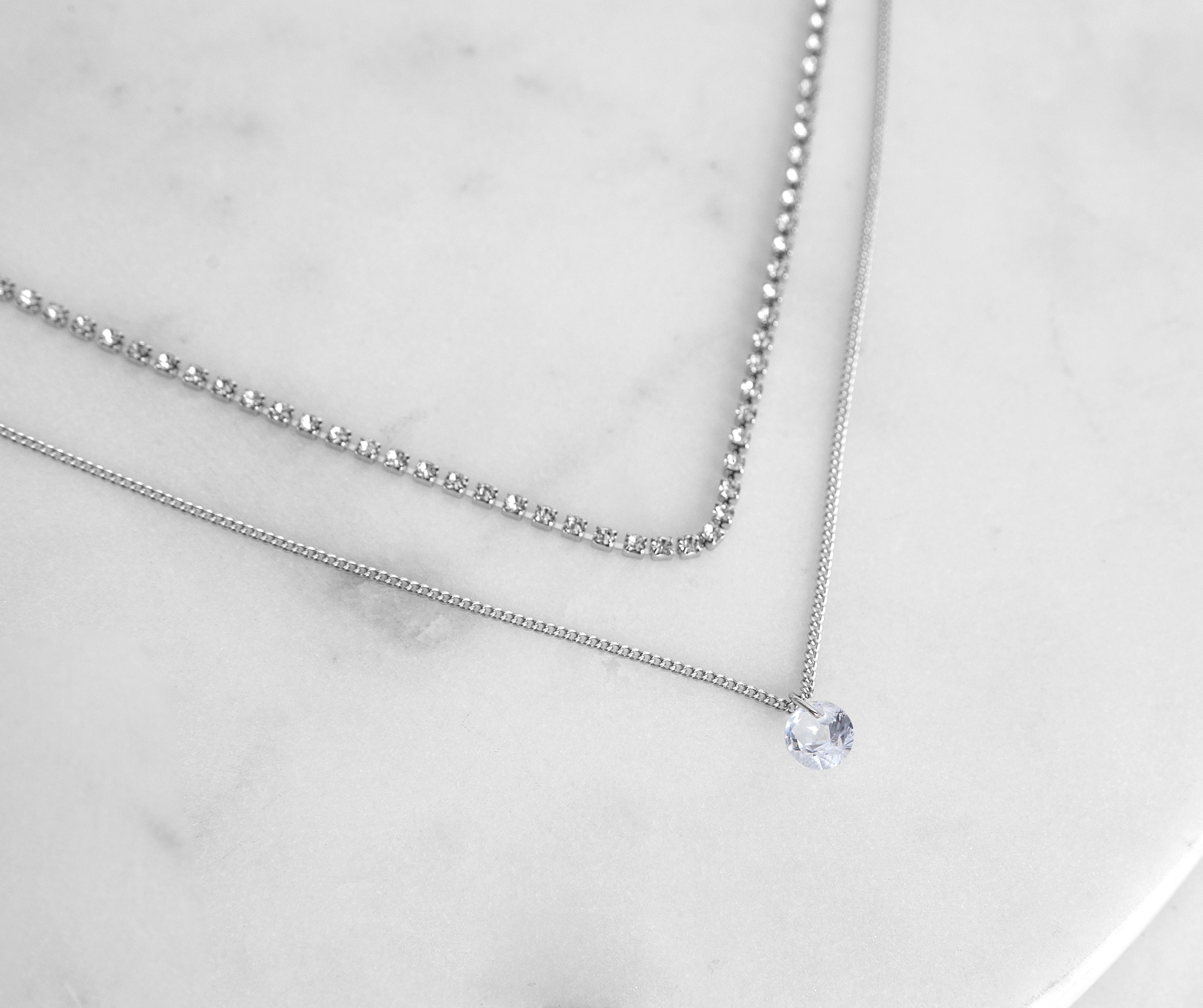 Dainty Cubic Zirconia Drop Necklace