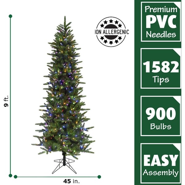 Fraser Hill Farm 9 Ft. Slim Artificial Christmas，MultiColor LED