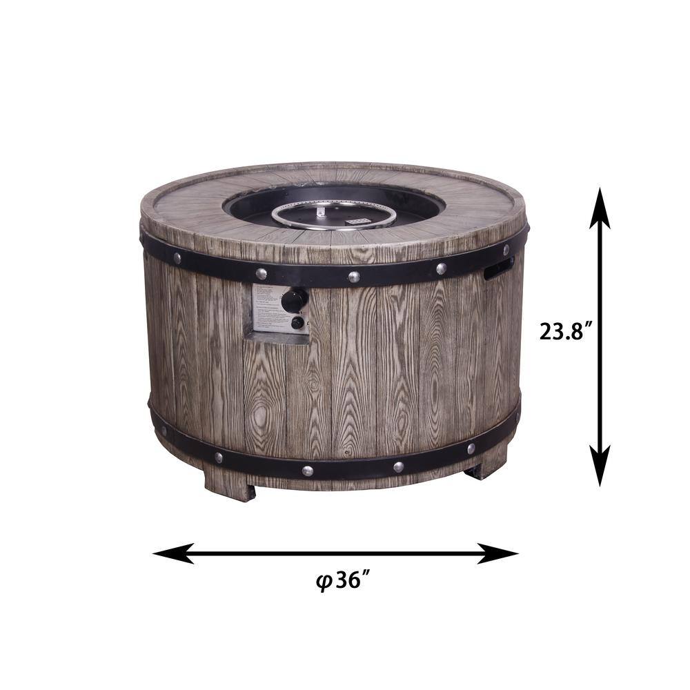 Clihome Outdoor Gray 36 in. Round Gas Fire Pit Fits 20lb Internal Gas Tank Suitable for the Garden or Balcony CL-F984-A