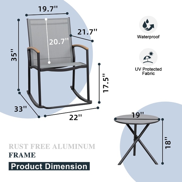 Futzca 3Piece Patio Bistro Sets，Two Chairs with Coffee Table