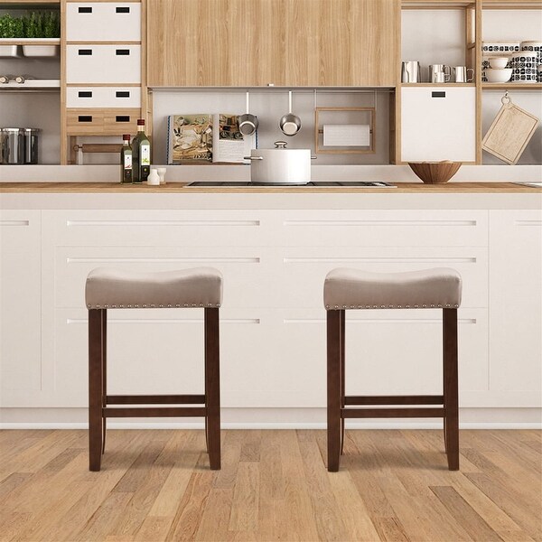 Backless Square Saddle Counter Stool Farmhouse Barstools (Set of 2)