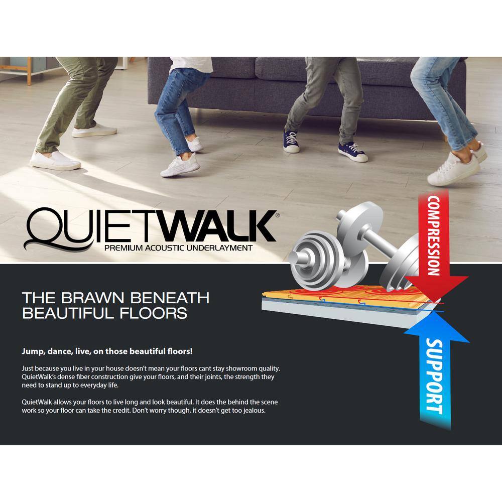 QuietWalk 100 sq. ft. 3 ft. x 33.3 ft. x 3 mm Underlayment with Sound and Moisture Barrier for Hardwood and Floating Floors QW100PLUS