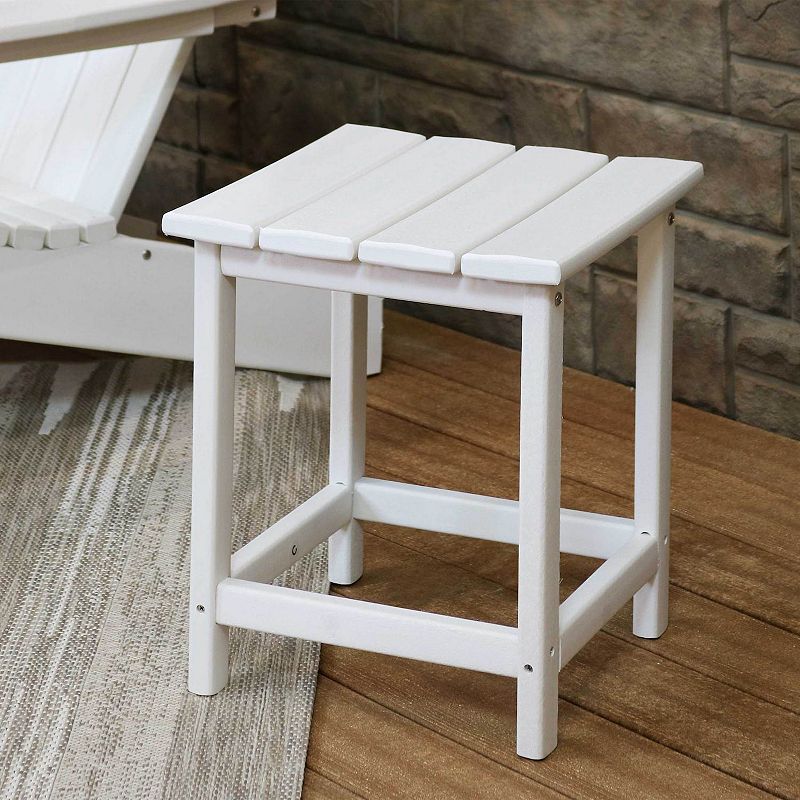 Sunnydaze 14.75 in Adirondack All-Weather HDPE Patio Side Table - White