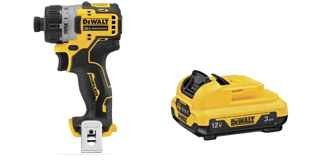 DEWALT XTREME 12V MAX 1/4 Screwdriver and 3Ah Li Ion Battery Bundle