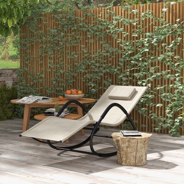 Outsunny Rocking Chair，Zero Gravity Patio Chaise Sun Lounger，Outdoor Rocker，UV Water Resistant