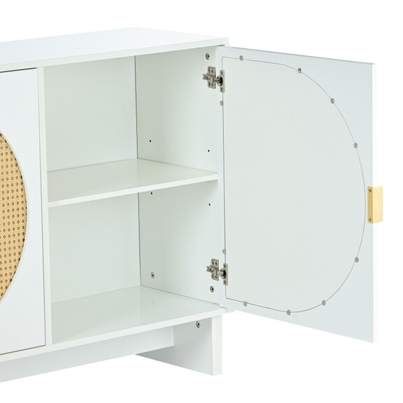 U_Style Storage Cabinet with Rattan Door  Mid Cent...