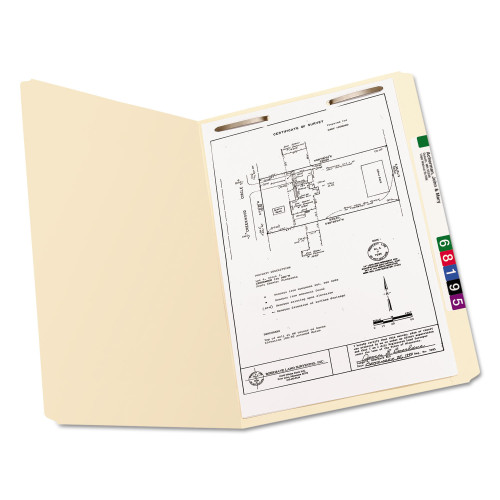 Smead Top Tab 1-Fastener Folders， Straight Tab， Legal Size， 11 pt. Manila， 50/Box (19510)