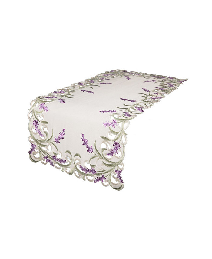 Xia Home Fashions Lavender Lace Embroidered Cutwork Table Runner 15 x 70