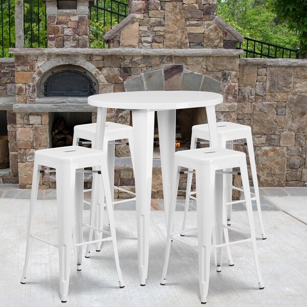 30-inch Indoor/ Outdoor 5-piece Round Metal Table and Stools Set