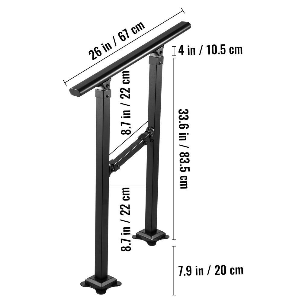 VEVOR Outdoor Stair Railing Fits for 1 Step Transitional Wrought Iron Handrail Adjustable Exterior Stair Railing TZFGZXSLZFSD1DO89V0