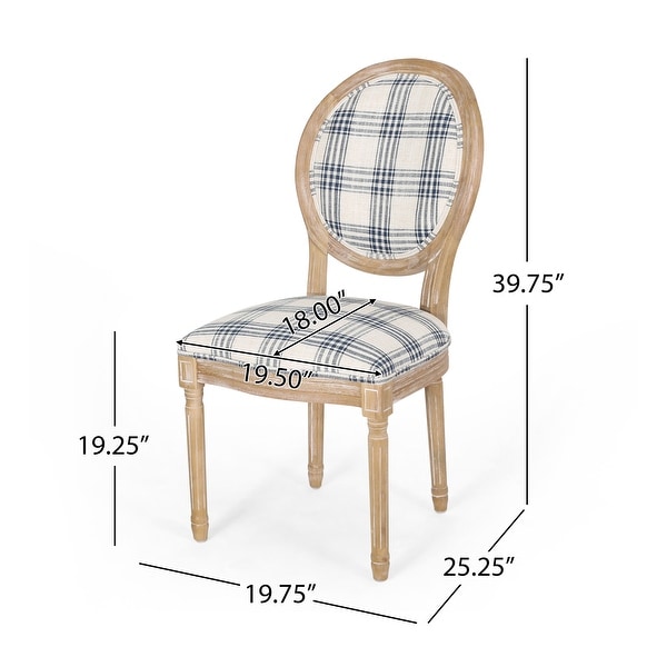 Newman French Country Upholstered Dining Chairs， Set of 2， Light Beige and Blue Floral Fabric and Natural