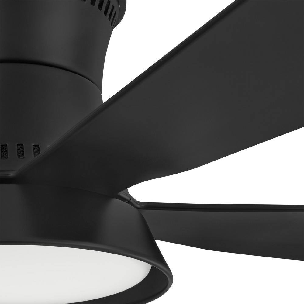 Hampton Bay Hawkspur 52 in. Integrated LED CCT IndoorOutdoor Matte Black Ceiling Fan with Light and Remote Control AK424-MBK