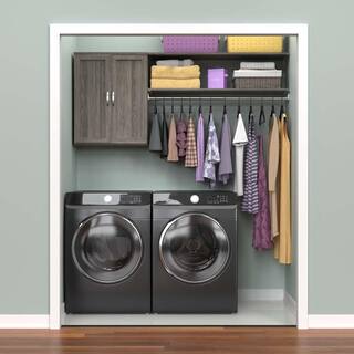 ClosetMaid Style+ 55.12 in. W - 121.12 in. W Coastal Teak Laundry Room Cabinet Kit with Top Shelves and Shaker Doors 10000-02191