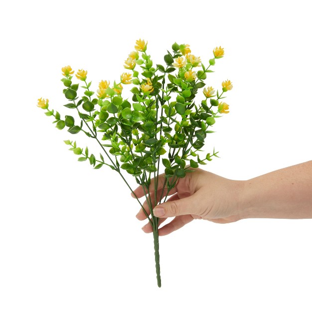 Bright Creations 6 Bundles Yellow Artificial Flowers With 2 Cone Vases Faux Fake Plant For Cemetery Outdoor Decor 8 6 X 13 In