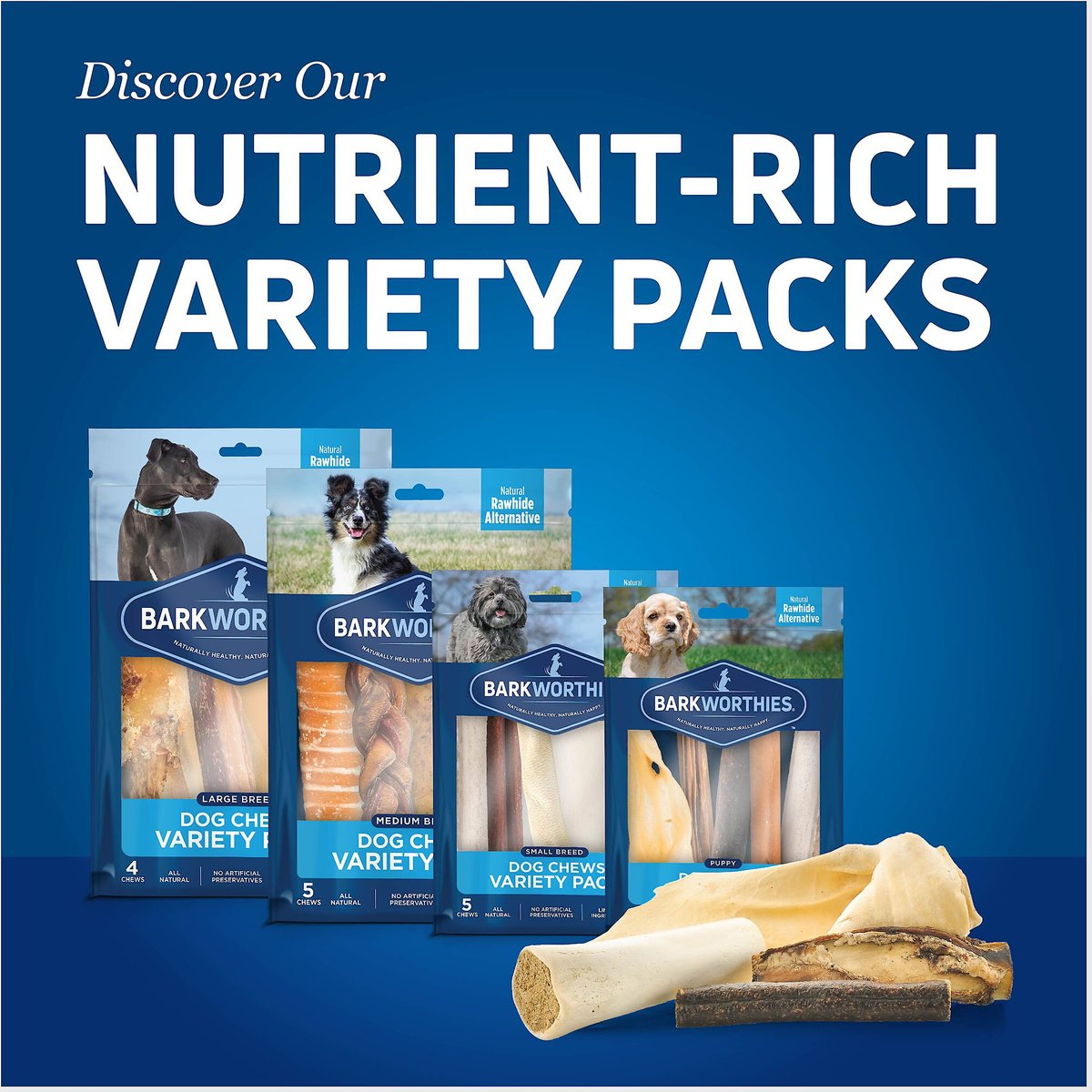 Barkworthies Puppy Variety Pack Natural Dog Chews