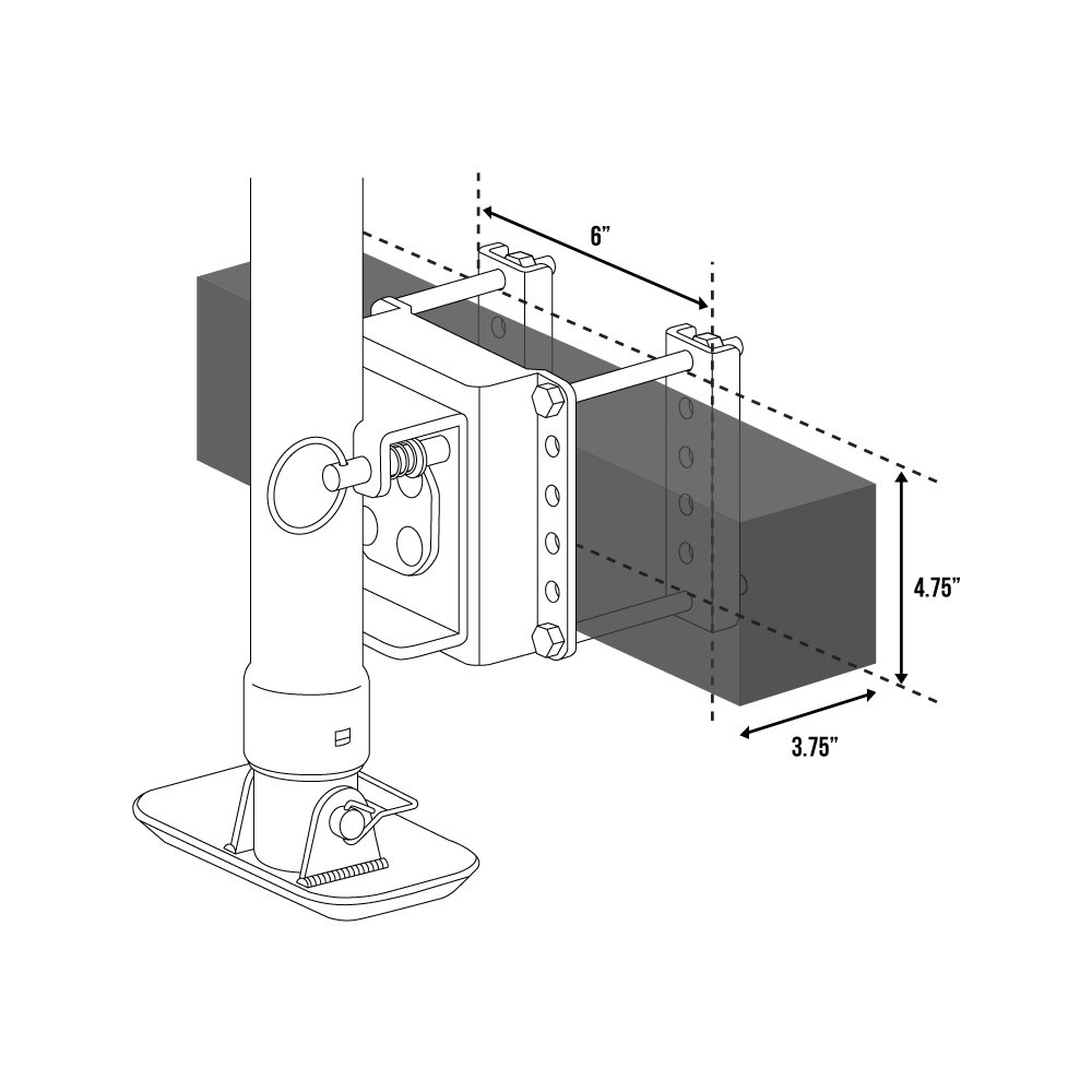 Blackout 2，000 lbs Side Wind Swivel Mount Jack ; 15 inch Travel