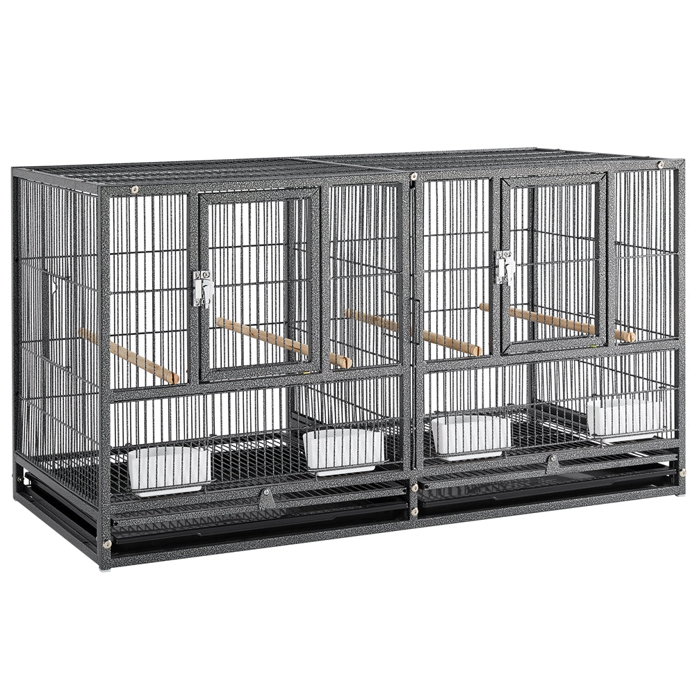 Yaheetech 21'' Stackable Divided Breeder Bird Cage for Small Birds Lovebirds Finch Canaries Parakeets Cockatiels Budgies， Black