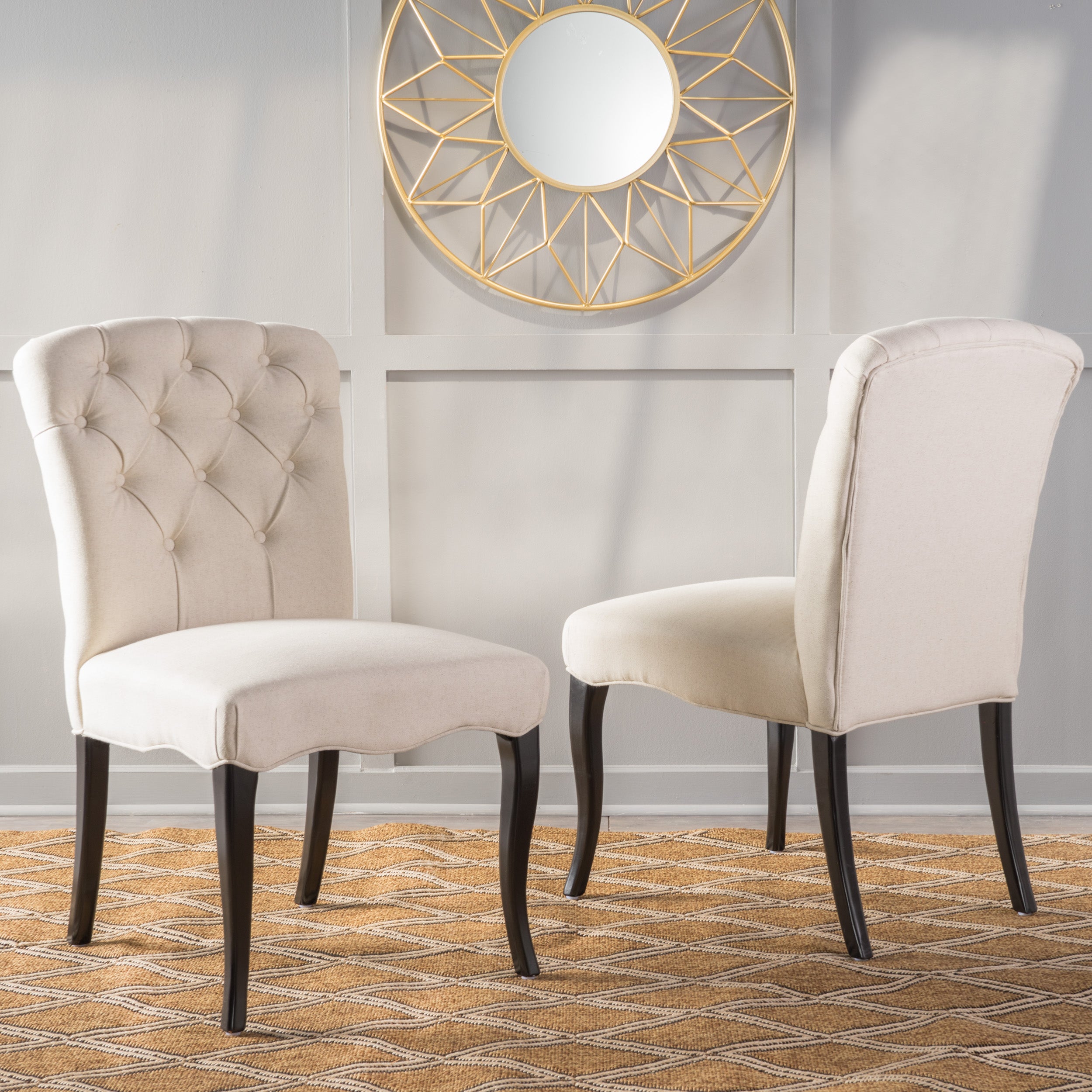 Hallie Traditional Tufted Armless Dining Chairs (Set of 2)