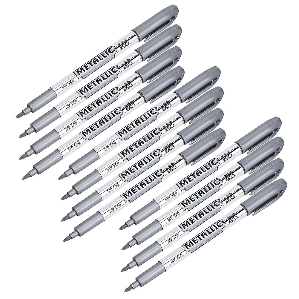 12pcs Silver Oil Paint Marker Pen Craftwork Drawing Signature Pen Office School Stationery