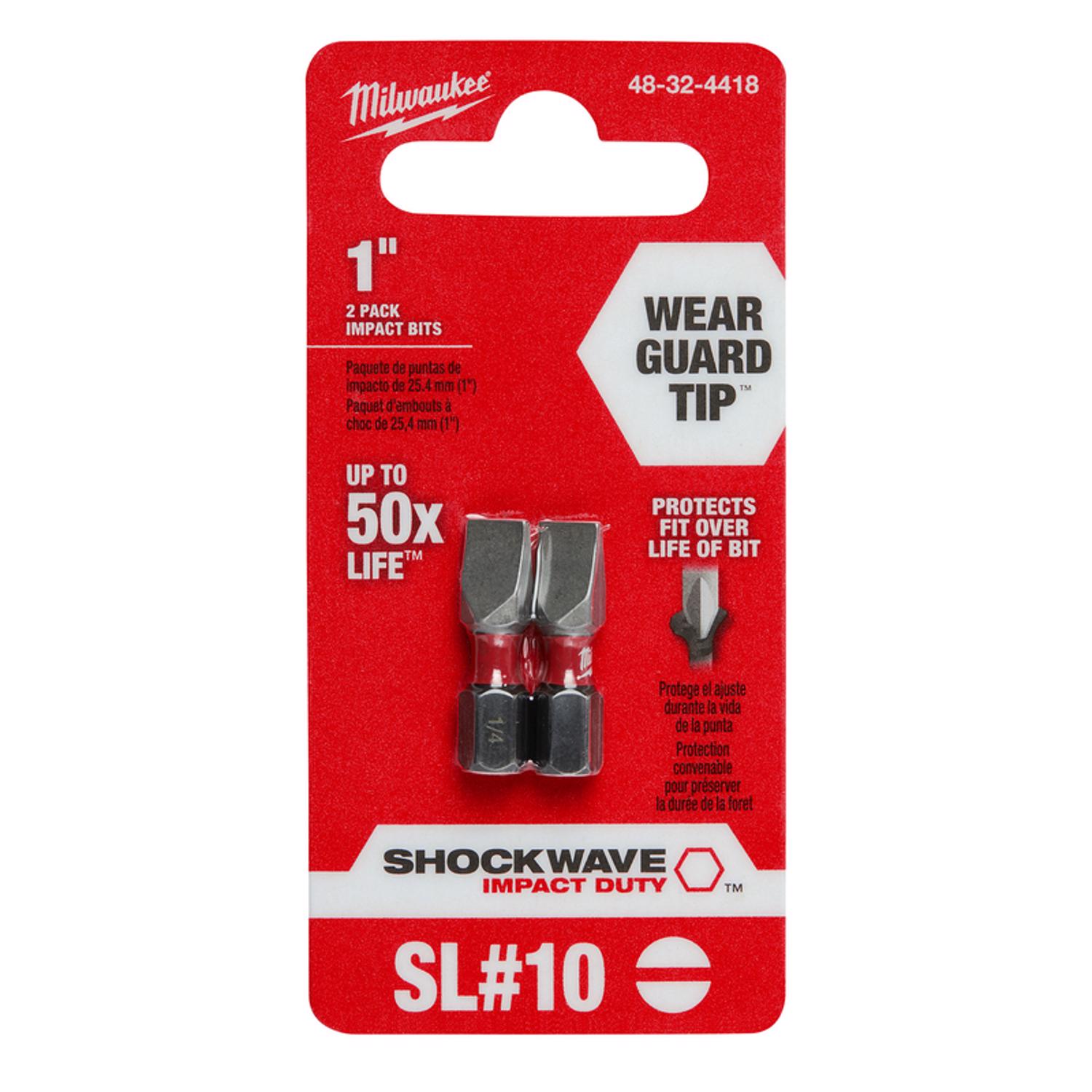 MW Shockwave Slotted 1/4 in. X 1 in. L Insert Bit Steel 2 pc