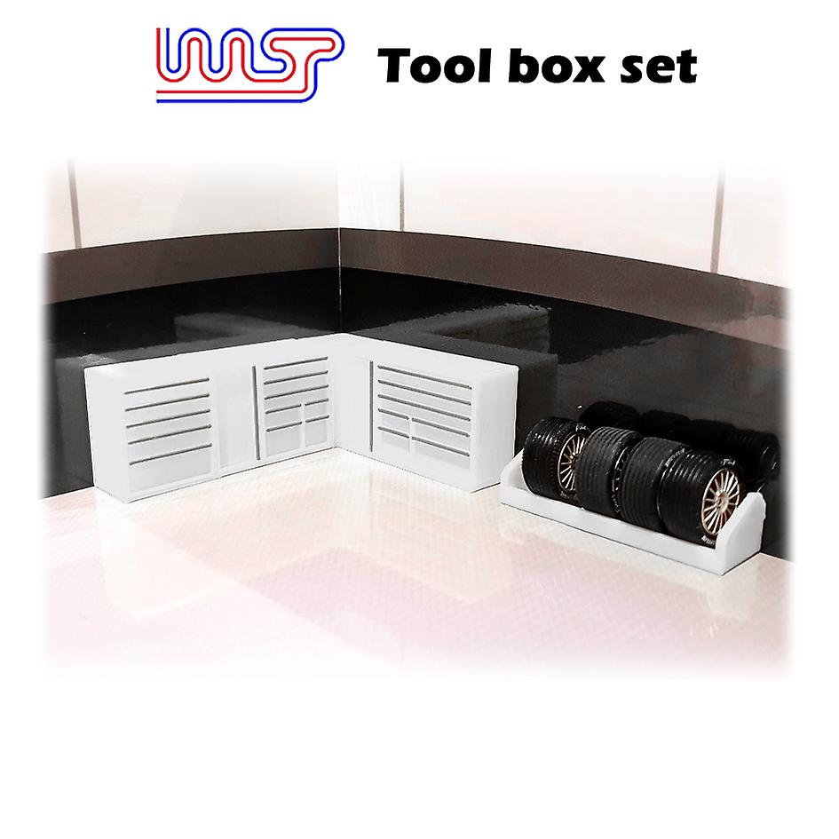 Slot Car Garage Pit Scenery - Tool Set 5 Piece White 1:32 Scale Wasp