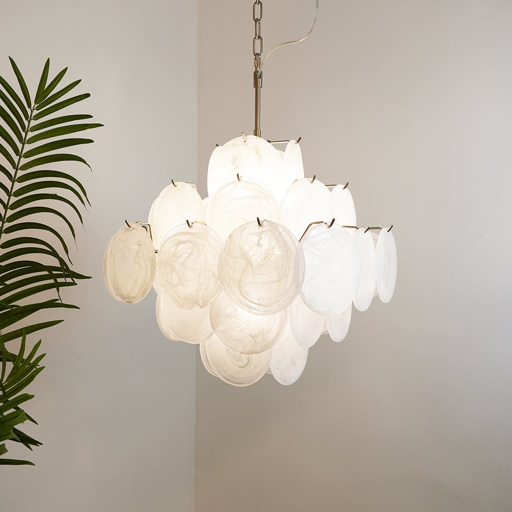 Isadora Murano White Disc Chandelier