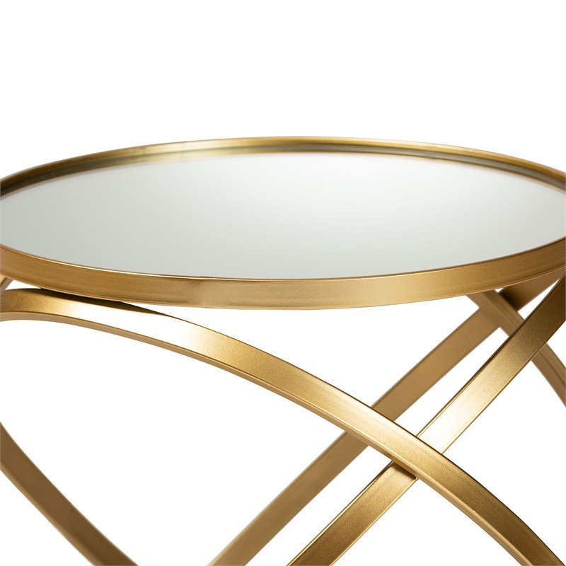 Baxton Studio Glam and Luxe Gold Finished Metal and Mirrored Glass End Table   Side Tables And End Tables   by Dot  ampBo  Houzz