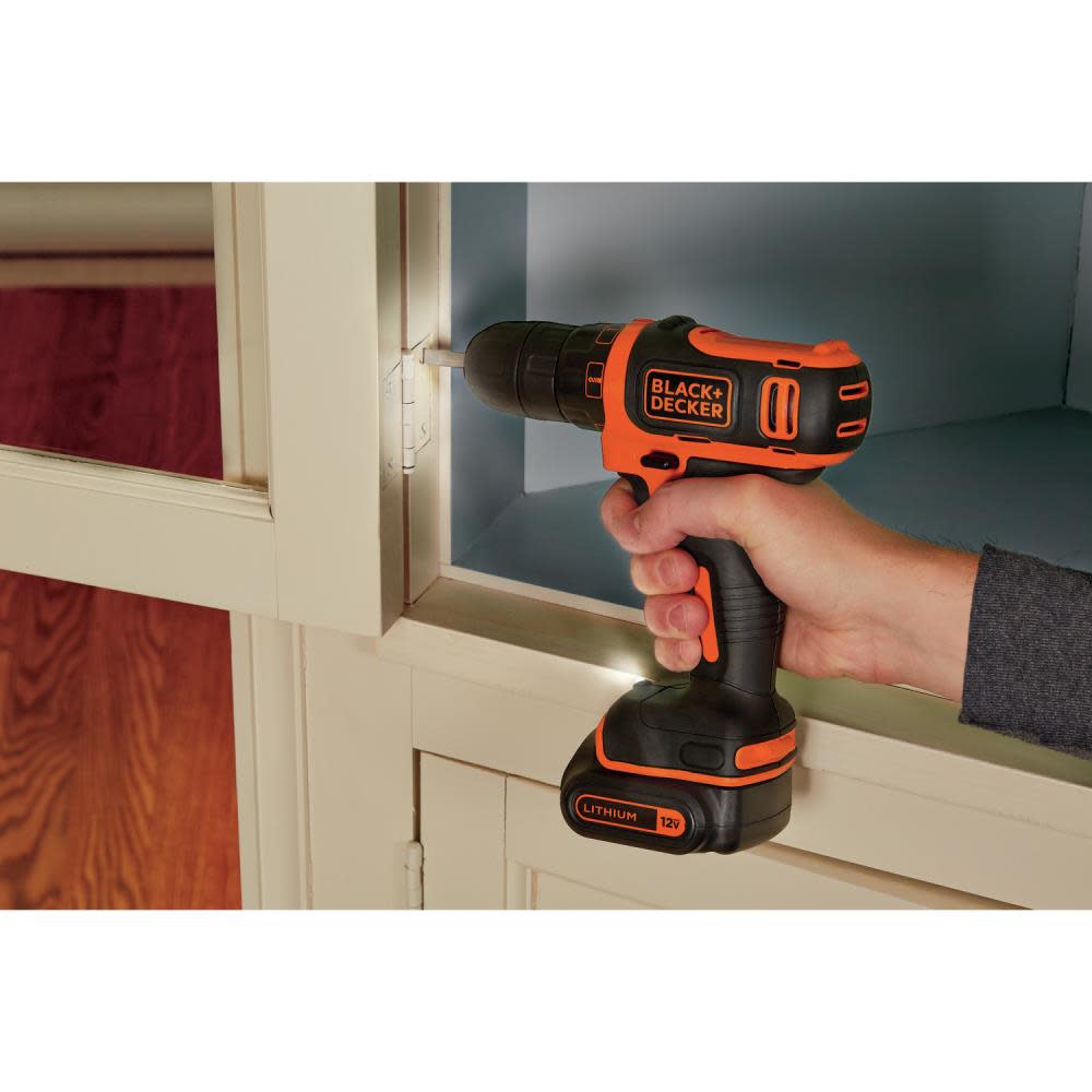 Black and Decker 12V MAX Li-Ion Cordless Drill Kit ;