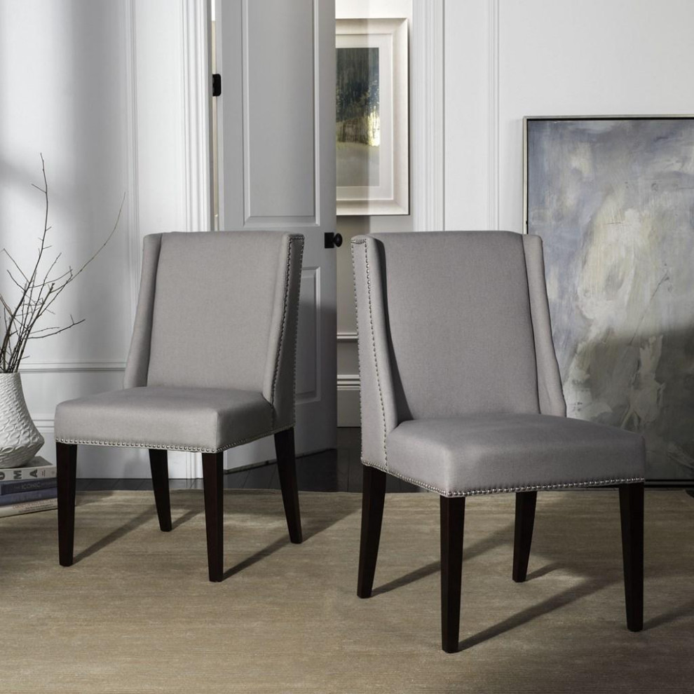 Baylee 21  x27 x27h Arm Chair   Silver Nail Head Taupe   Transitional   Dining Chairs   by AED Luxury Home Decor  Houzz