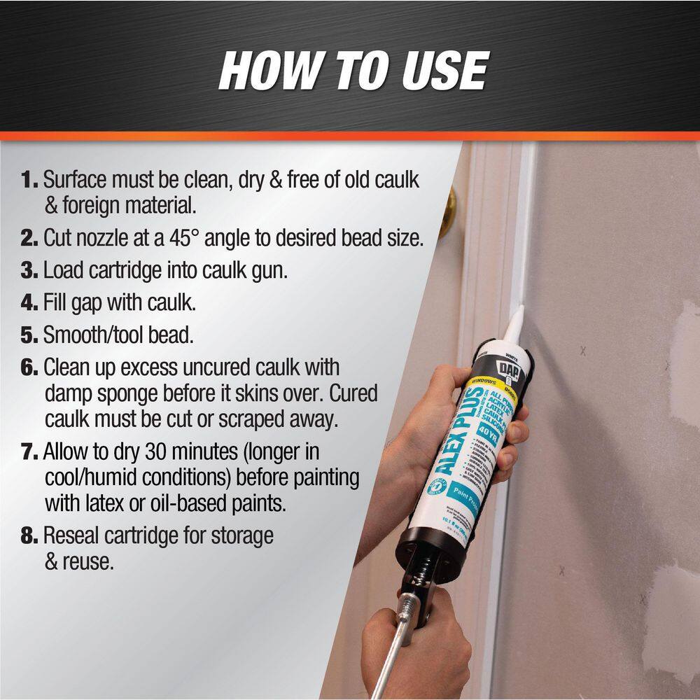 DAP Alex Plus 10.1 oz. White Acrylic Caulk Plus Silicone and Anvil Caulk Gun 7079818103