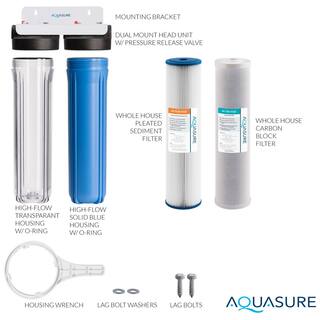 AQUASURE Fortitude Dual Cartridges Whole House Water Filtration System AS-F220PSCB