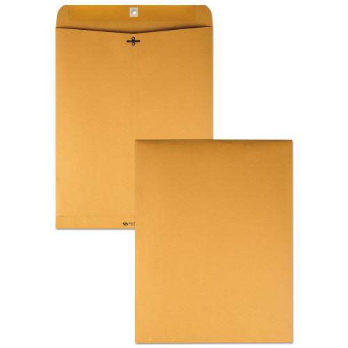 Quality Park Clasp Envelope， #110， Cheese Blade Flap， Clasp/Gummed Closure， 12 x 15.5， Brown Kraft， 100/Box (37910)