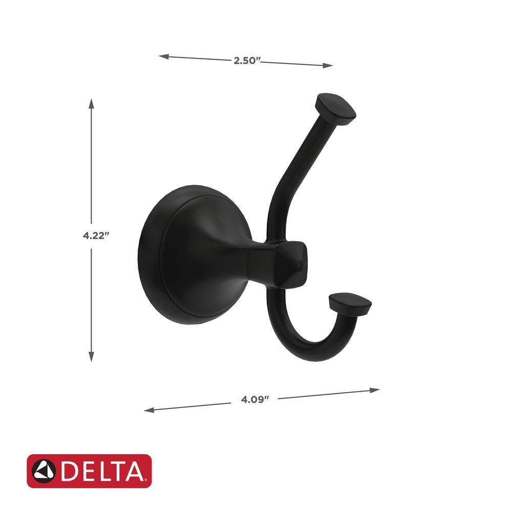 Delta Esato Double Towel J-Hook in Matte Black ESA35-MB