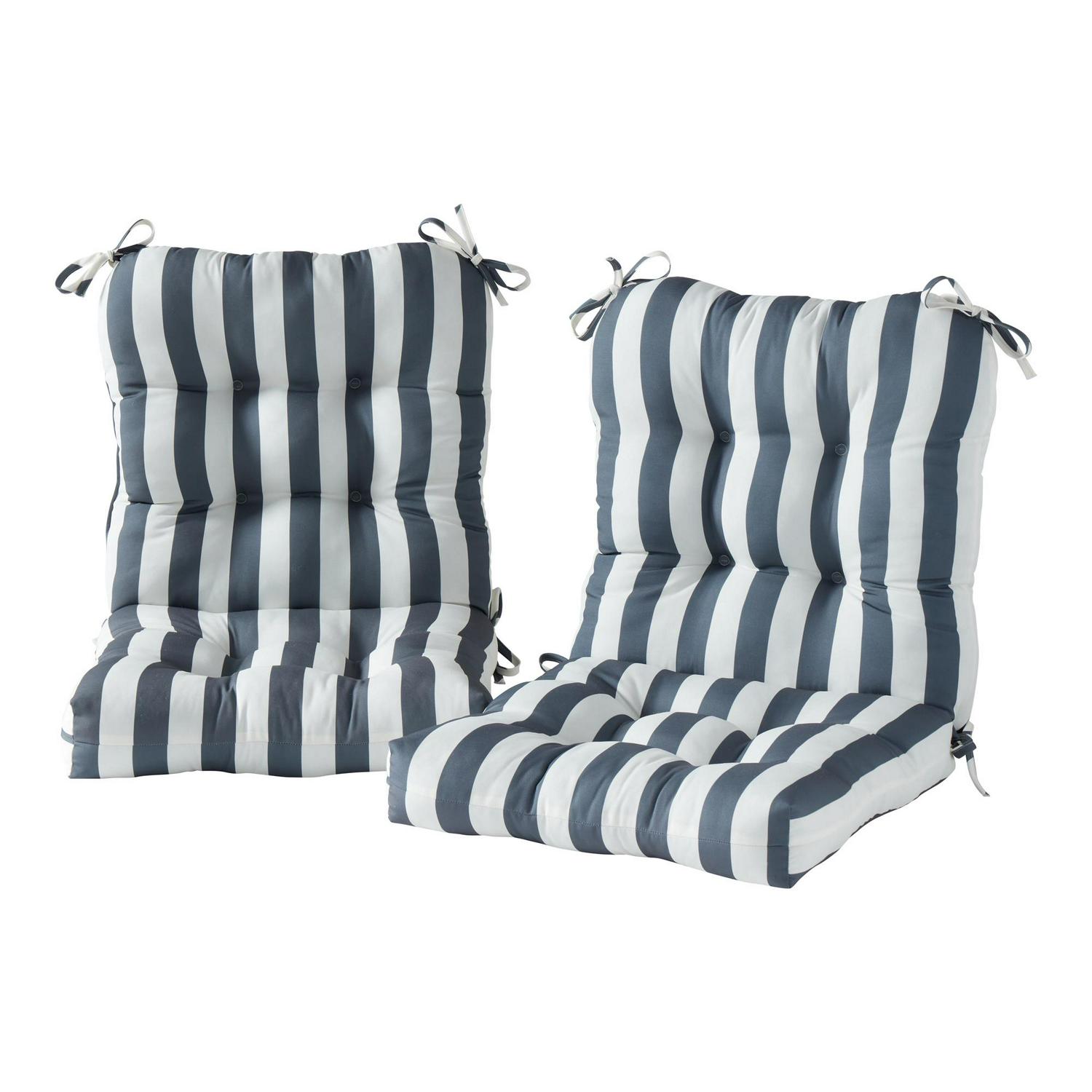 Greendale Home Fashions Canopy Stripe Gray 42 x 21 in. Outdoor Chair Cushion (2-pack)