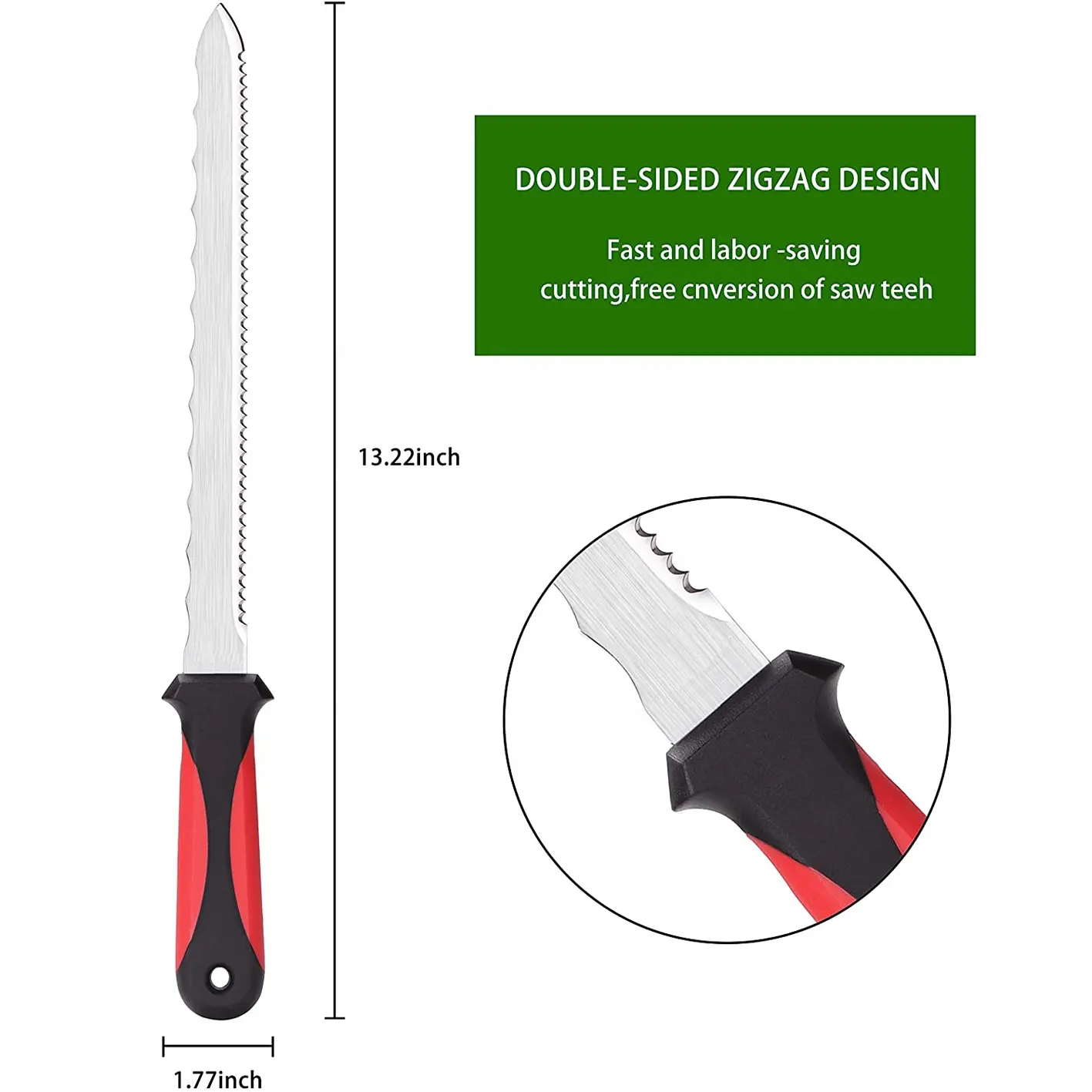 Double Side Utility Sod Cutter Lawn Repair Tool Stainless Steel Garden Knife with Red Handle