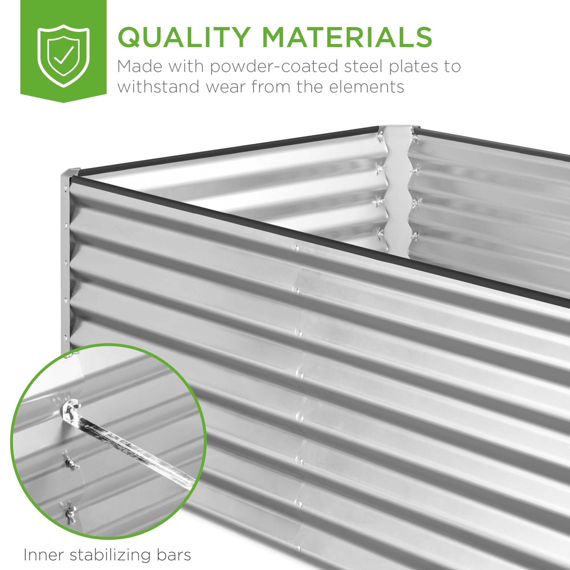 Best Choice Products 6x3x2ft Outdoor Metal Raised Garden Bed, Planter Box for Vegetables, Flowers, Herbs - Silver