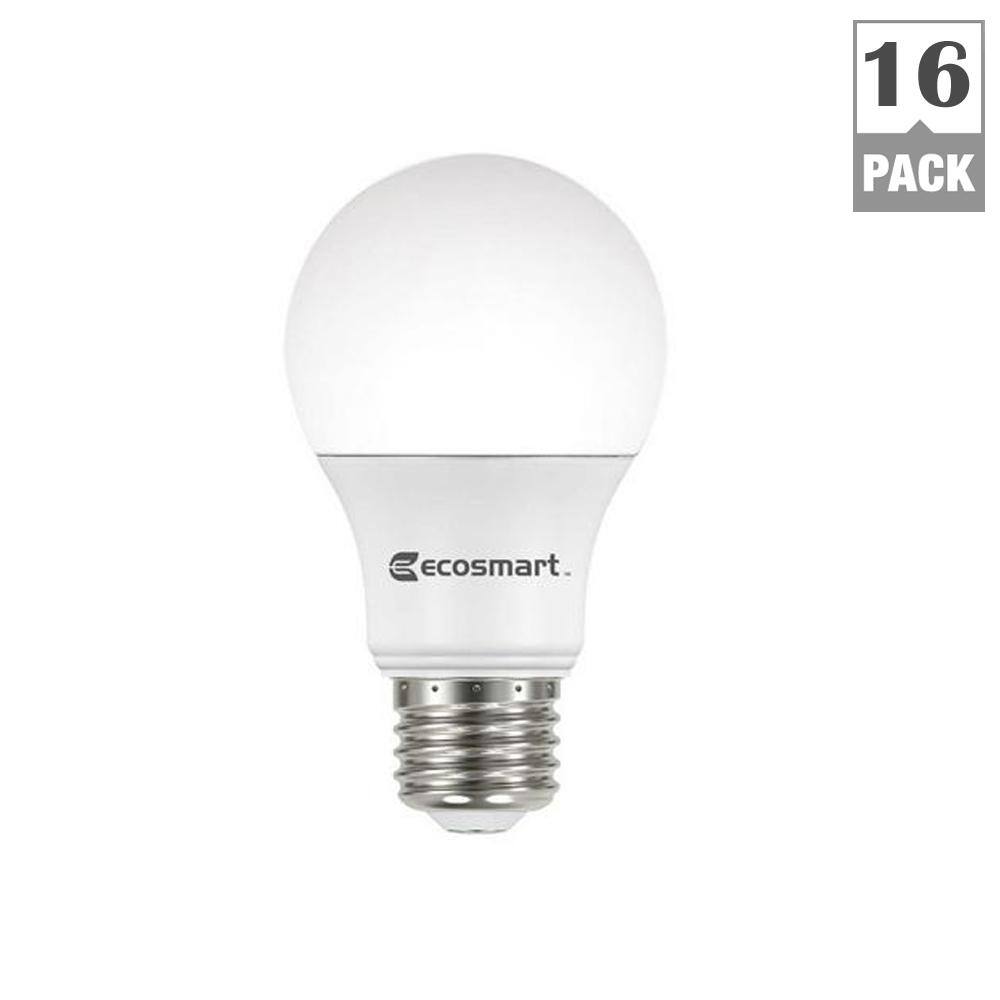 EcoSmart 40-Watt Equivalent A19 Dimmable ENERGY STAR LED Light Bulb Bright White (16-Pack) B7A19A40WESD02