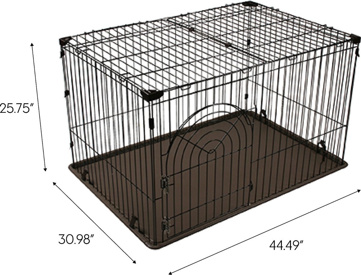 IRIS Wire Dog Crate， Gray， Large， 44.49-in L x  30.98-in W x 25.75-in H