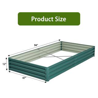 Tozey 8 ft. x 4 ft. x 1 ft. Galvanized Steel Raised Garden Bed Planter Box for Vegetables Flowers Herbs T-GB22-0074-9