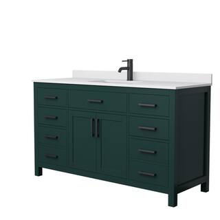 Wyndham Collection Beckett 60 in. W x 22 in. D x 35 in. H Single Sink Bathroom Vanity in Green with White Cultured Marble Top WCG242460SGKWCUNSMXX