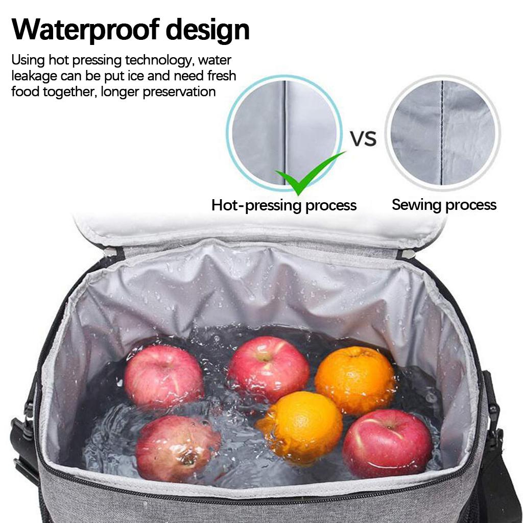 Food Container Basket Picnic Bag Hiking Thermal Insulation Portable Lunch Basket for Camping Outdoor Activities - Gray