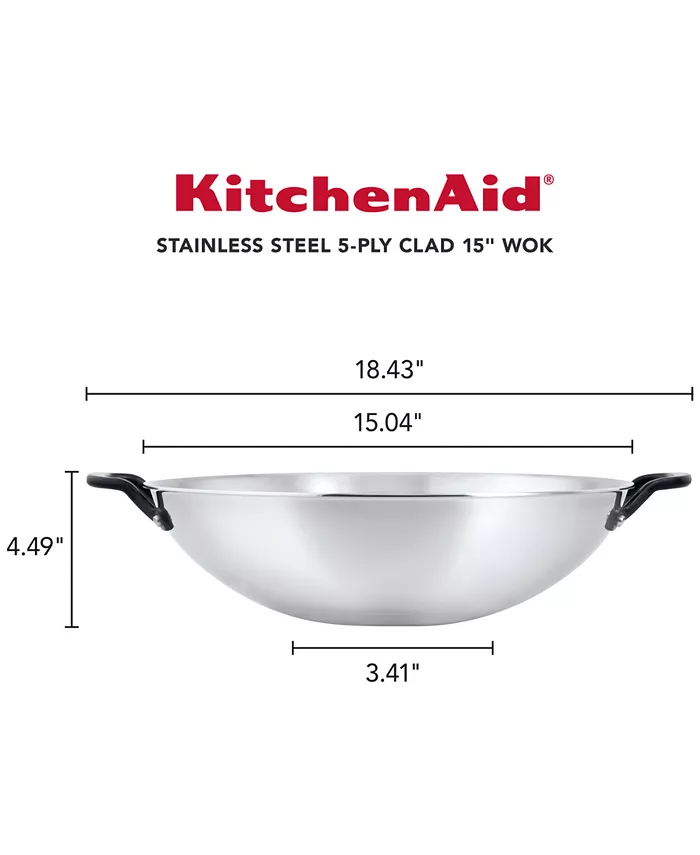 KitchenAid 5-Ply Clad Stainless Steel 15 Induction Wok