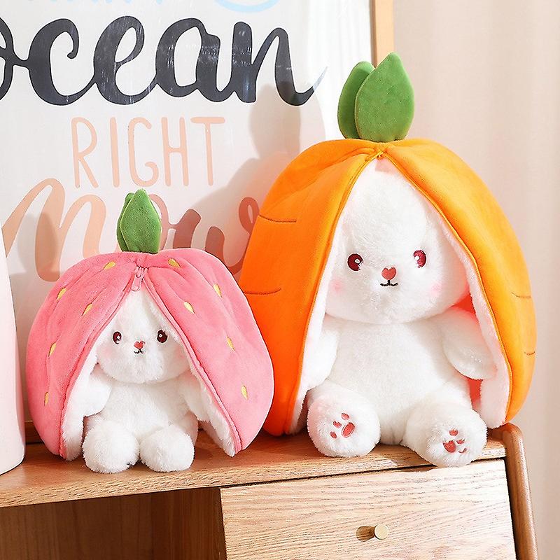 Creative Funny Doll Carrot Rabbit Plush Toy Cute Carrot Strawberry Reversible Plush Toy