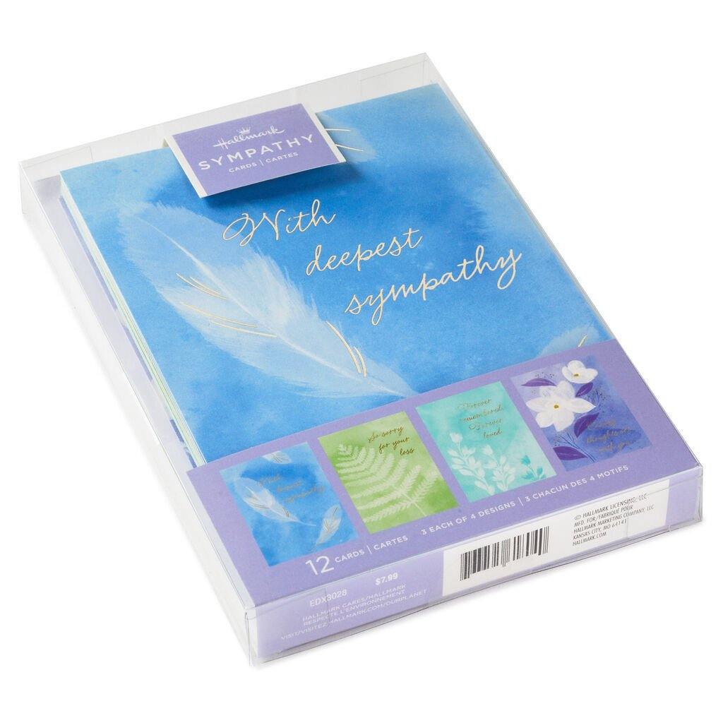 Hallmark  Serene Flowers Assorted Sympathy Cards, Pack of 12