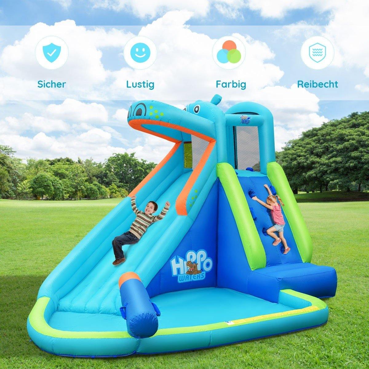 Inflatable Water Slide, Hippo Themed Bounce Hous